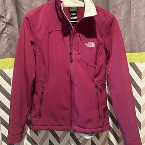 The North Face Cream and Purple Fleece Jacket